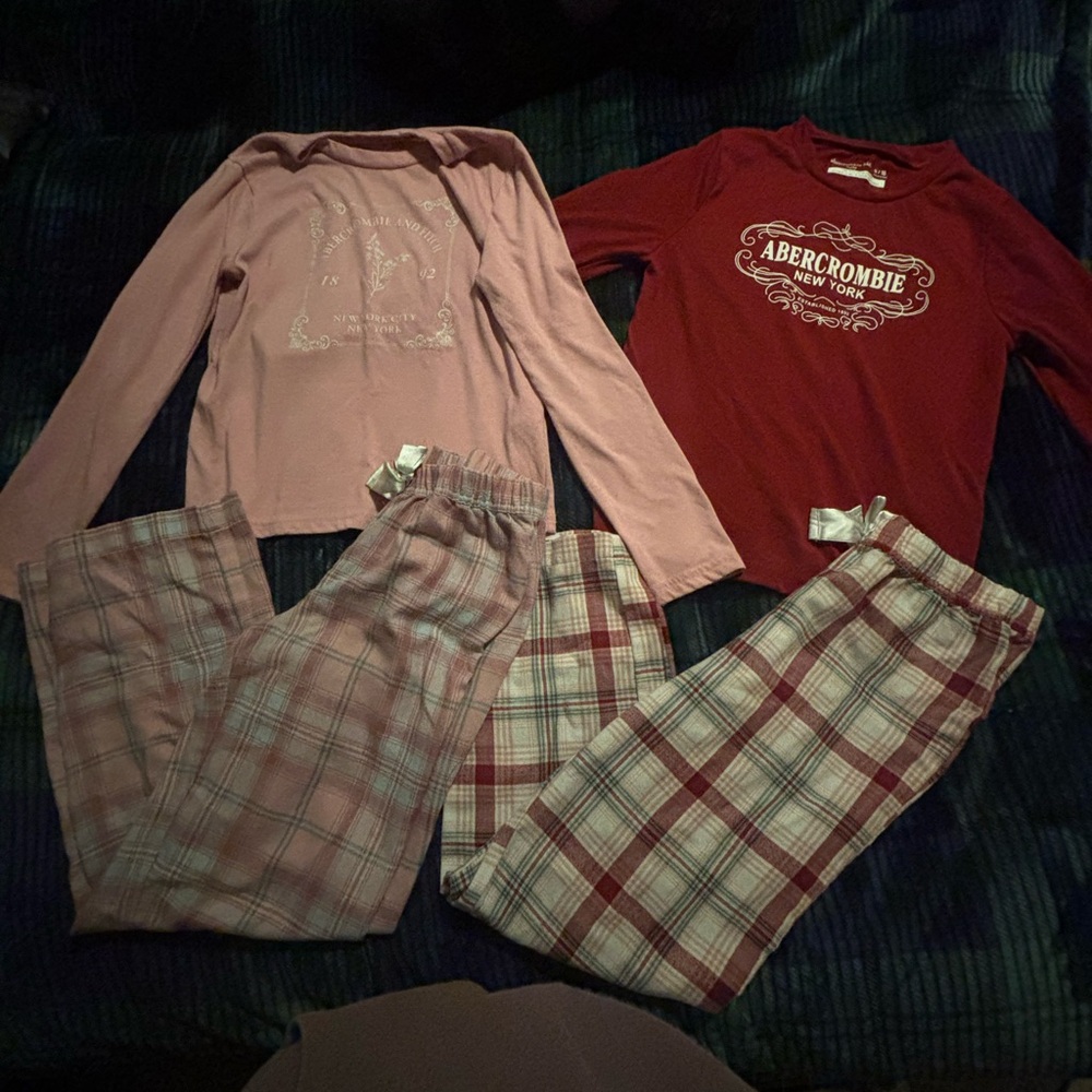 Abercrombie & Fitch Kids Red and Pink Plaid Pajama Sets